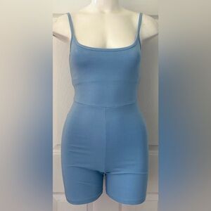 NWT Madewell MWL Biker Unitard Soft Blue w/shelf bra size small